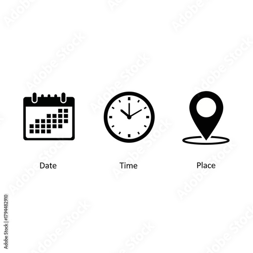 date time place event planning icons