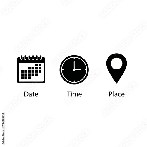 date time place event information icons