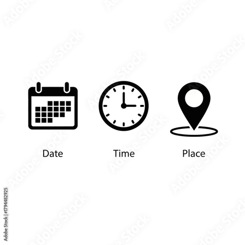 date time place event schedule information icons