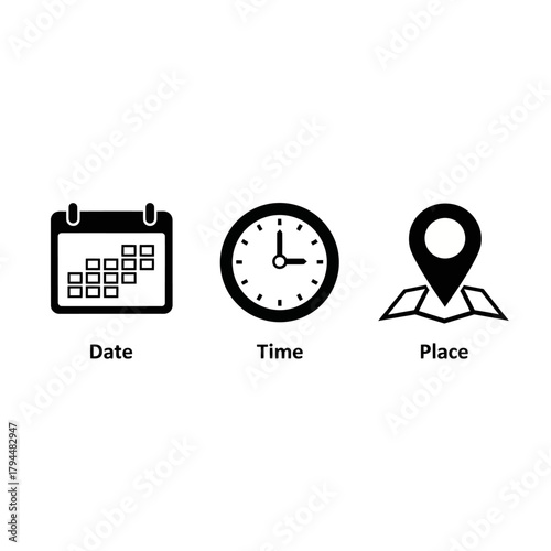date time place event schedule icons
