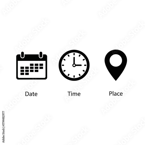 date time place event planning schedule icons