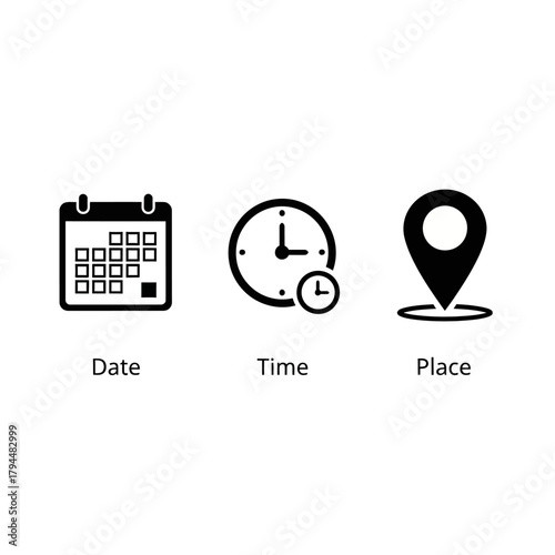 date time place icons event location schedule