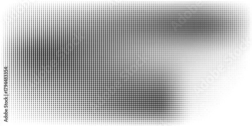 Retro halftone vector background with grunge effect. Black dots and distressed design layout. High contrast abstract texture overlay.