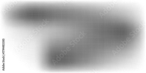 Retro halftone vector background with grunge effect. Black dots and distressed design layout. High contrast abstract texture overlay.eps10