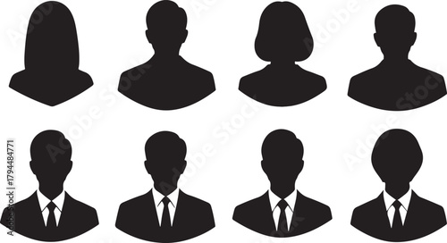 Diverse Silhouette Avatars of Men and Women in Business Attire