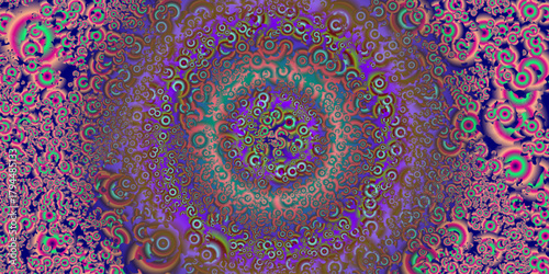 Abstract blue background with seamless vintage floral texture and golden ornamental decoration