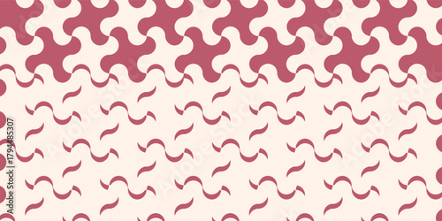 Abstract geometric background with shapes. Seamless vector pattern. Red and beige color