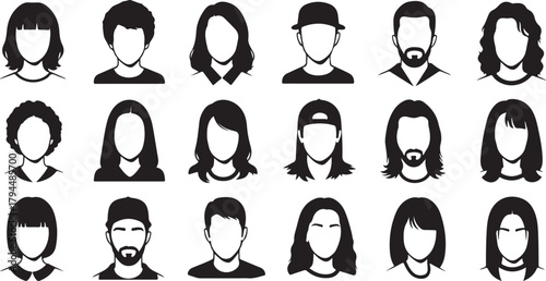 Diverse Silhouettes of People: A Collection of Avatars and Icons
