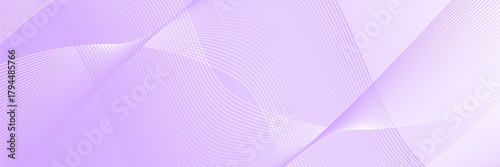 Abstract background with lines and waves. Web banner size. Element for design isolated. Vector background for brochure, booklet, flyer, poster. Purple and white gradient