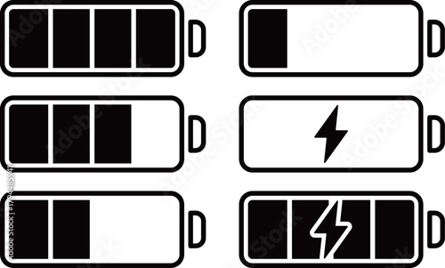 バッテリー・電池マークのフラットアイコンセット