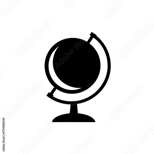 Illustration of a globe on a stand on transparent background silhouette