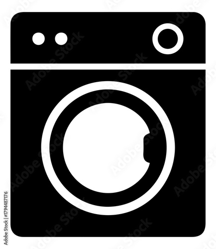 Washing Machine Icon with Bubbles