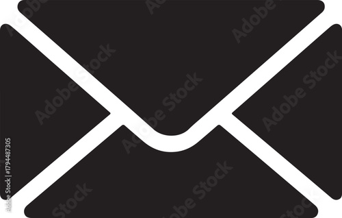 Black email message envelope vector icon for digital communication and online correspondence symbol