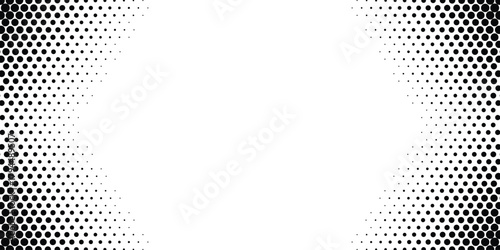 Black and White Halftone Dot Pattern Gradient Border Transitioning to White Center for Comic Book Style Vignette and Overlay Effect