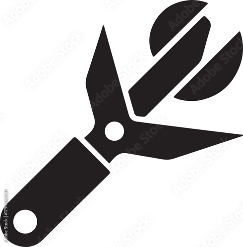 Black vector icon of gardening shears or pruning clippers for horticulture and landscaping projects