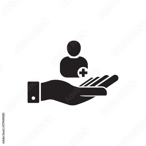 Patient icon. Health insurance. Vector icon isolated on white background.