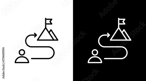 Goal Journey White Icon Set Design