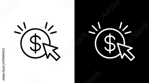 Pay Per Click  White Icon Set Design