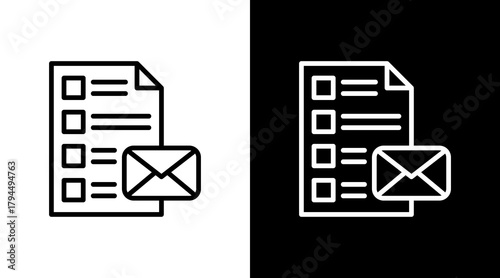 Email List  White Icon Set Design