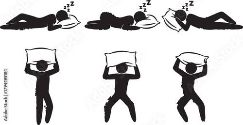 Stick Figure Sleep and Pillow Poses: A Visual Collection