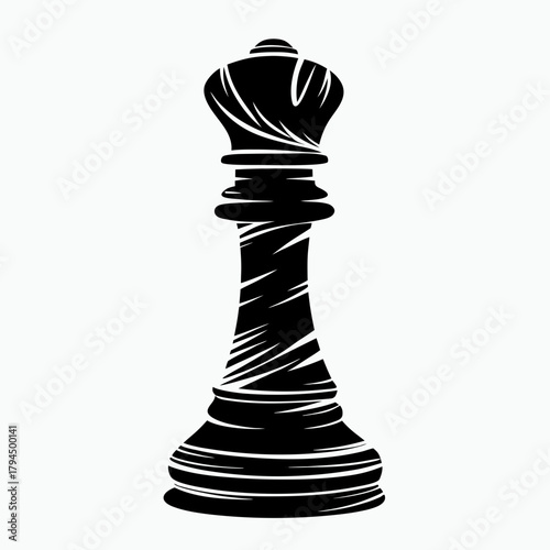 Black and white stylized king chess piece silhouette