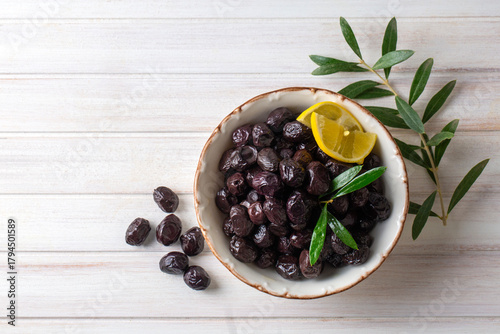 Black olive. Delicious oliv...