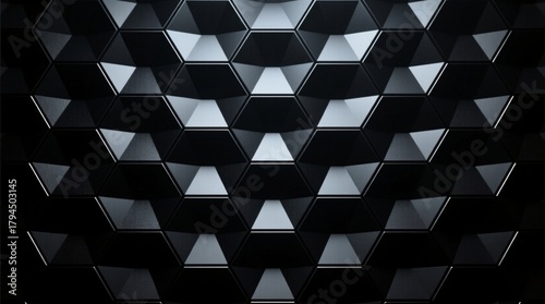 Abstract 3D Triangular Geometric Pattern with Dramatic Lighting and Gradient Shadow, Modern Design Background