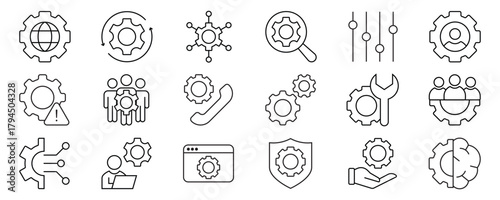 Setting & Setup icon set. Containing Configuration, option, settings, control , and more. editable stroke. vector illustration
