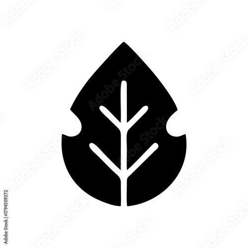 Black Leaf Silhouette with Holes or Bites