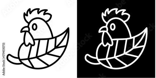 Organic Poultry Icon Set White Style Collection
