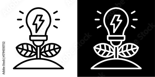 Renewable Energy Icon Set White Style Collection
