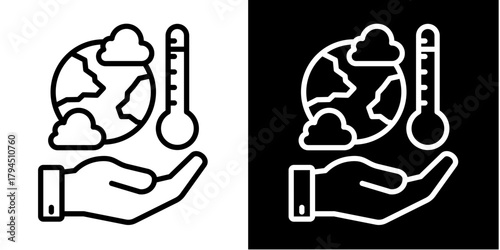 Climate Change Icon Set White Style Collection
