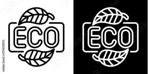 Eco Label Icon Set White Style Collection
