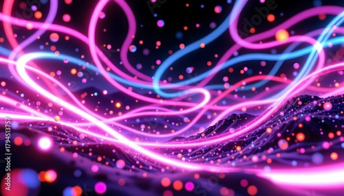 Futuristic Neon Digital Data Universe