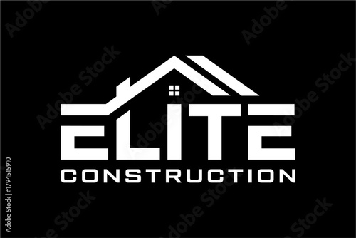 Elite Construction company logo with a house roof design.