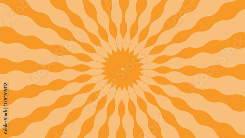 Abstract vivid background with dynamic orange and white radial lines converging towards the center, bright burst effect. Comic-style speed rays or a sunburst pattern with high contrast and energy. 