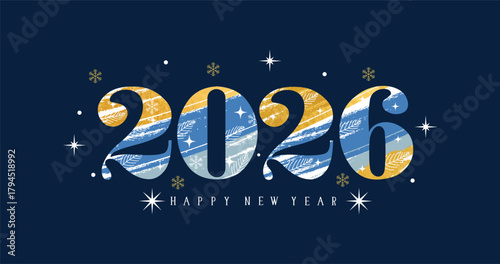 Happy New Year 2026, Decorative Numbers Vector Illustration.