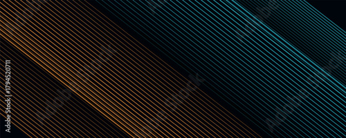 3D orange blue techno abstract background overlap layer on dark space with glowing lines decoration. Modern graphic design element future style concept for banner, flyer, card, or brochure cover