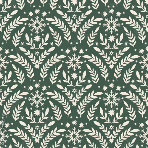 Dark Arched Botanical Winter Pattern