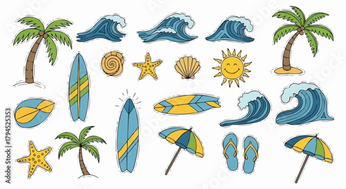set of beach icons