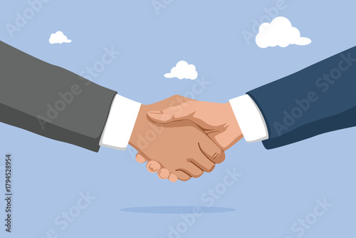 Business Handshake Deal Illustration: Seamless Collaboration & Partnership in Corporate Environment - Symbolizing Agreement, Success, Achievement, Teamwork, Trust & Connection for Presentations