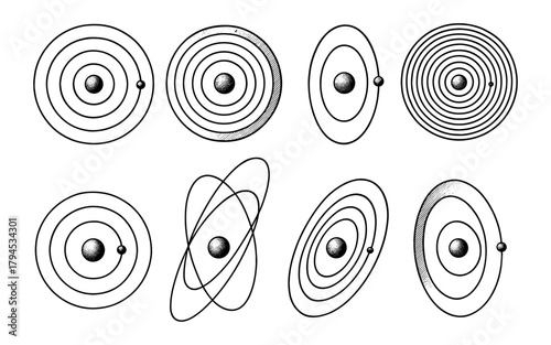 Atomic orbitals set with different styles and configurations