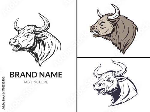 bull head vector, bull logo, bull illustration Stock Vector