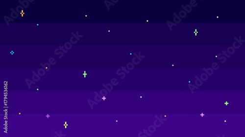 8-bit pixel art a starry cosmic space background. looped animation 4k 30fps