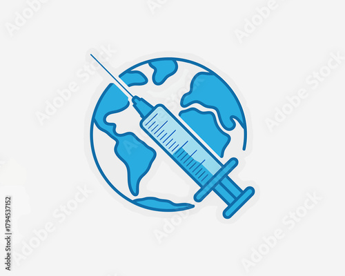 Global Vaccination Campaign Illustration Syringe Over World Map Depicting Worldwide Immunization Effort Healthcare Concept