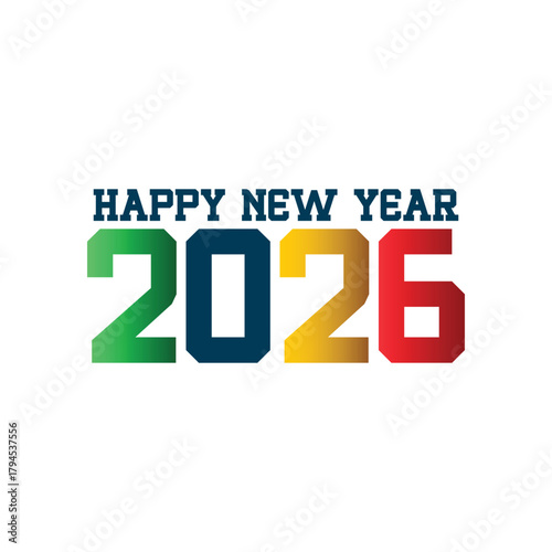 2026 Happy New Year greeting card template with luxury golden numbers. Realistic confetti and warm congratulations