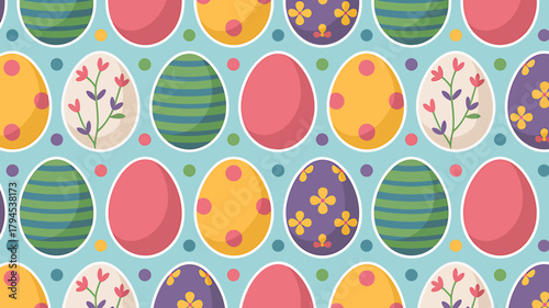 Colorful Easter Egg Pattern Design Celebration of Springtime Holiday and Festive Decoration with Variety of Designs