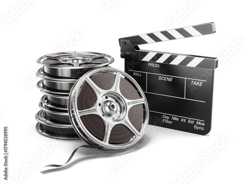 Film Reels and Clapper board - video icon