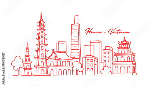 sketch drawing of hanoi city - vietnam (artwork 1)