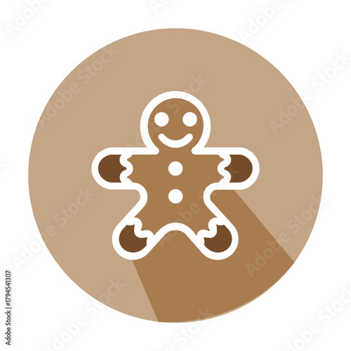 Cute Gingerbread Man Cookie Flat Icon Graphic Design Element